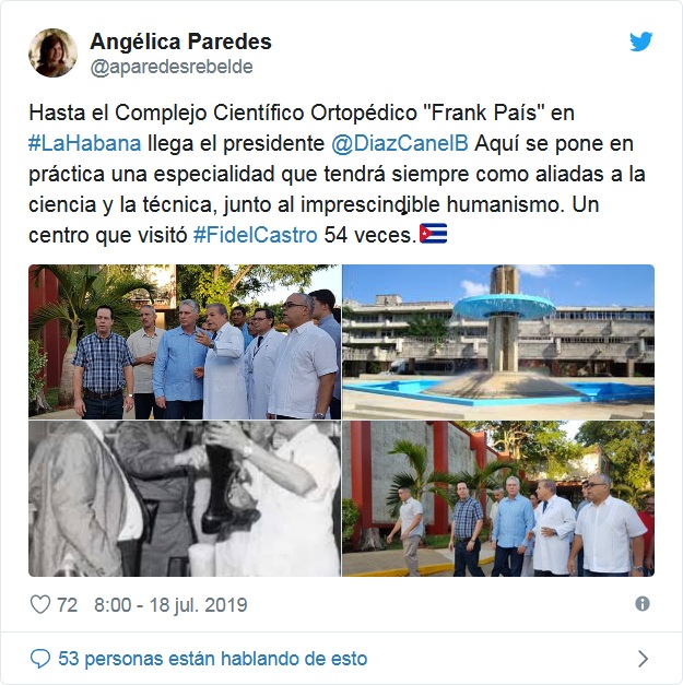 Visita presidente cubano Complejo Científico Ortopédico Frank País